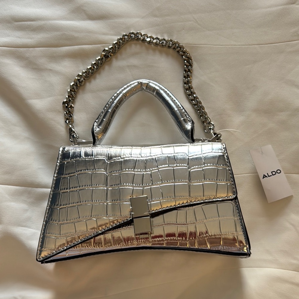 ALDO Silver Croc-Embossed Women's Bag